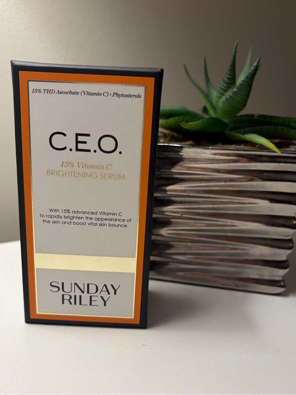 Sunday Riley Brightening Serum Box - Orange, White, Black